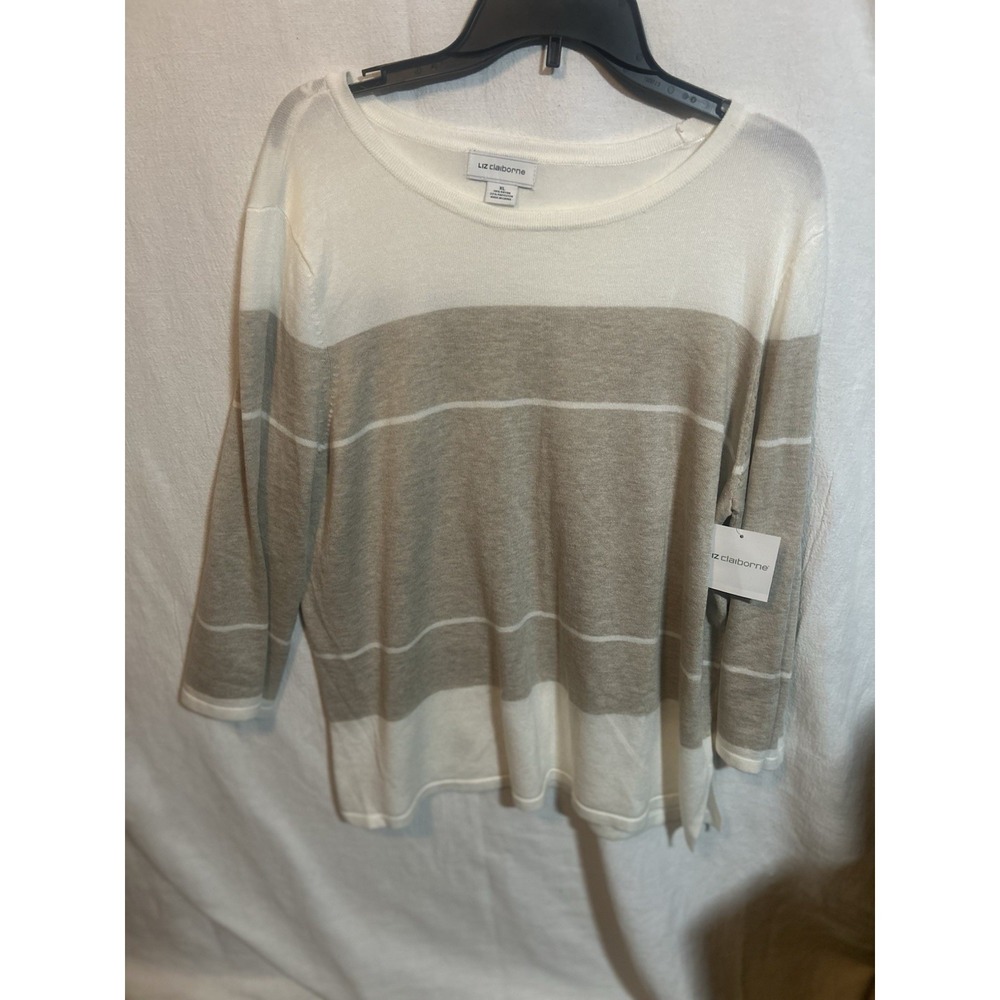 NWT Liz Claiborne Women's Tan/Cream Sweater Size XL Long Sleeve